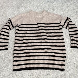 a new day Black and Cream Striped Sweater